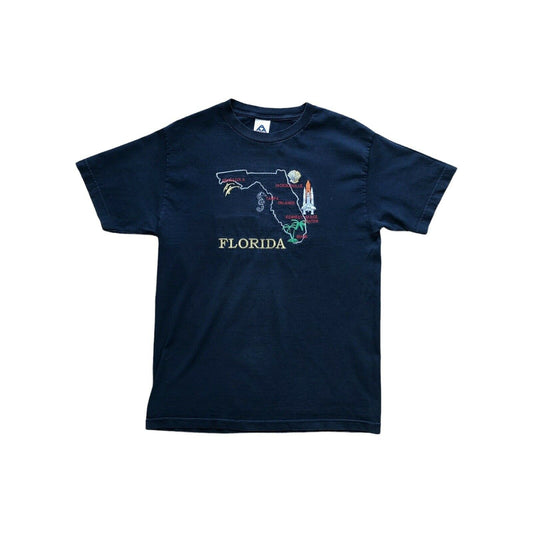 Vintage Florida Navy T-Shirt Mens Medium With Embroidered Details