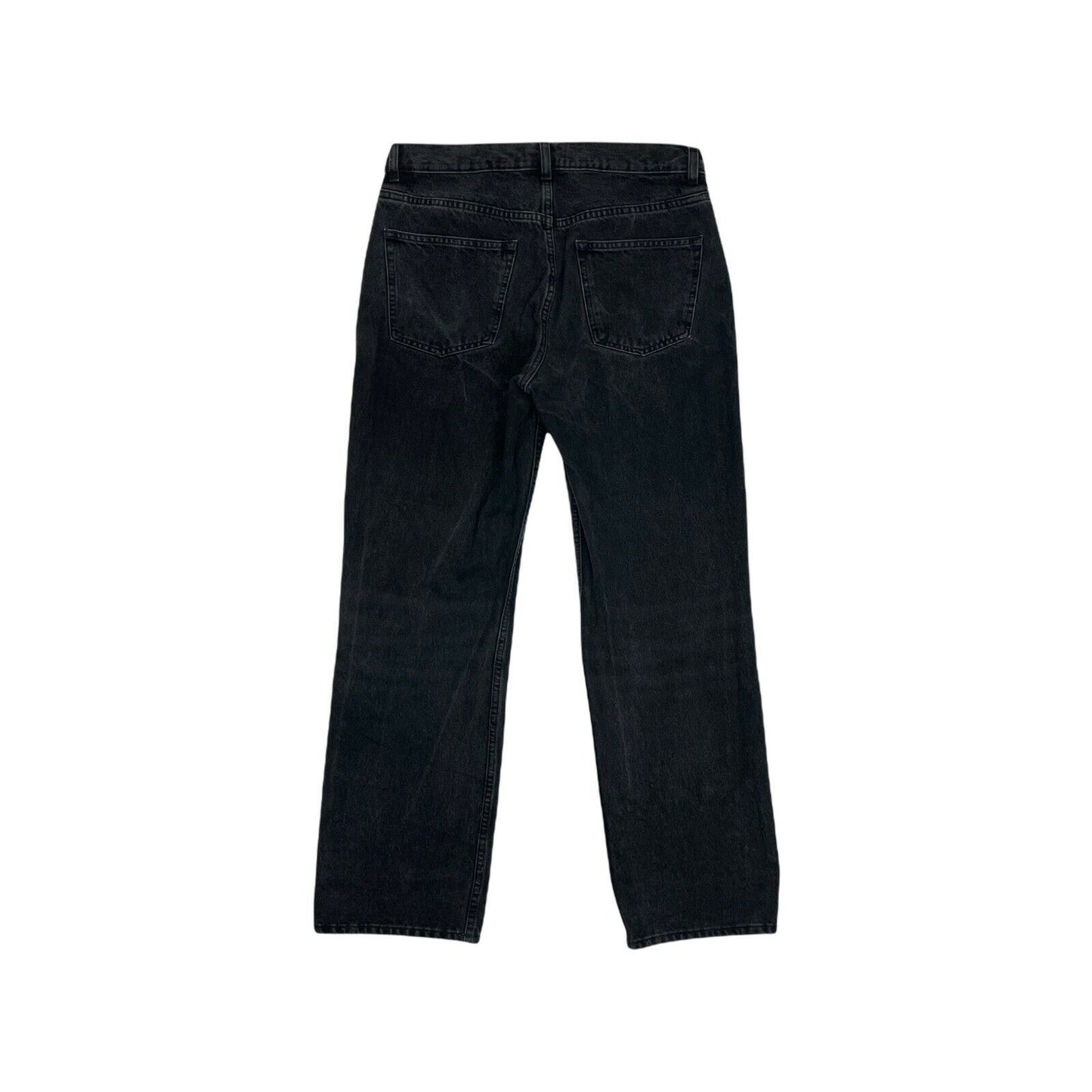 & Other Stories Straight Leg Jeans Dark Grey 30w 28l With Yellow Taping Detail