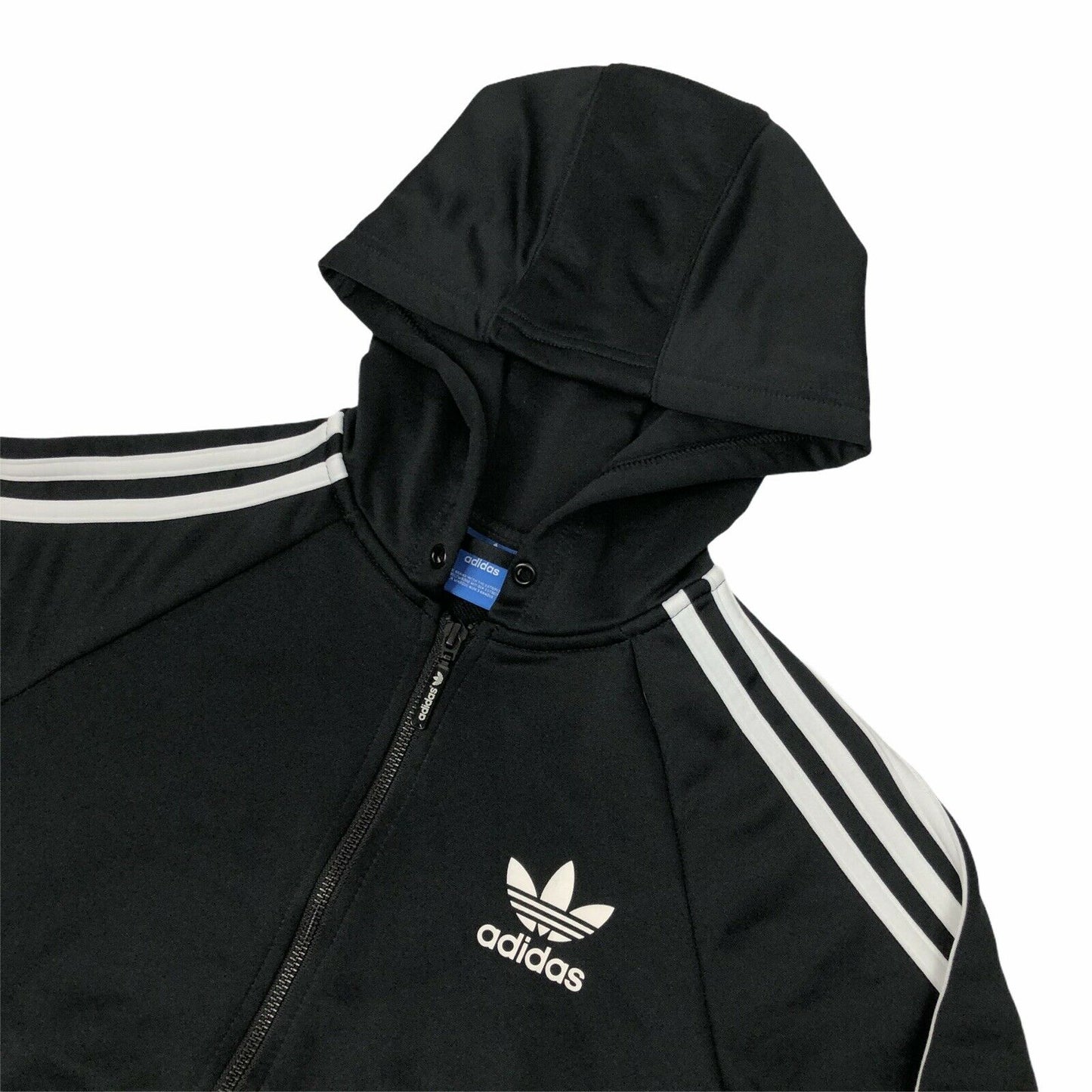 AW16 Adidas Hoodie Womens UK8 Black And White Three Stripes