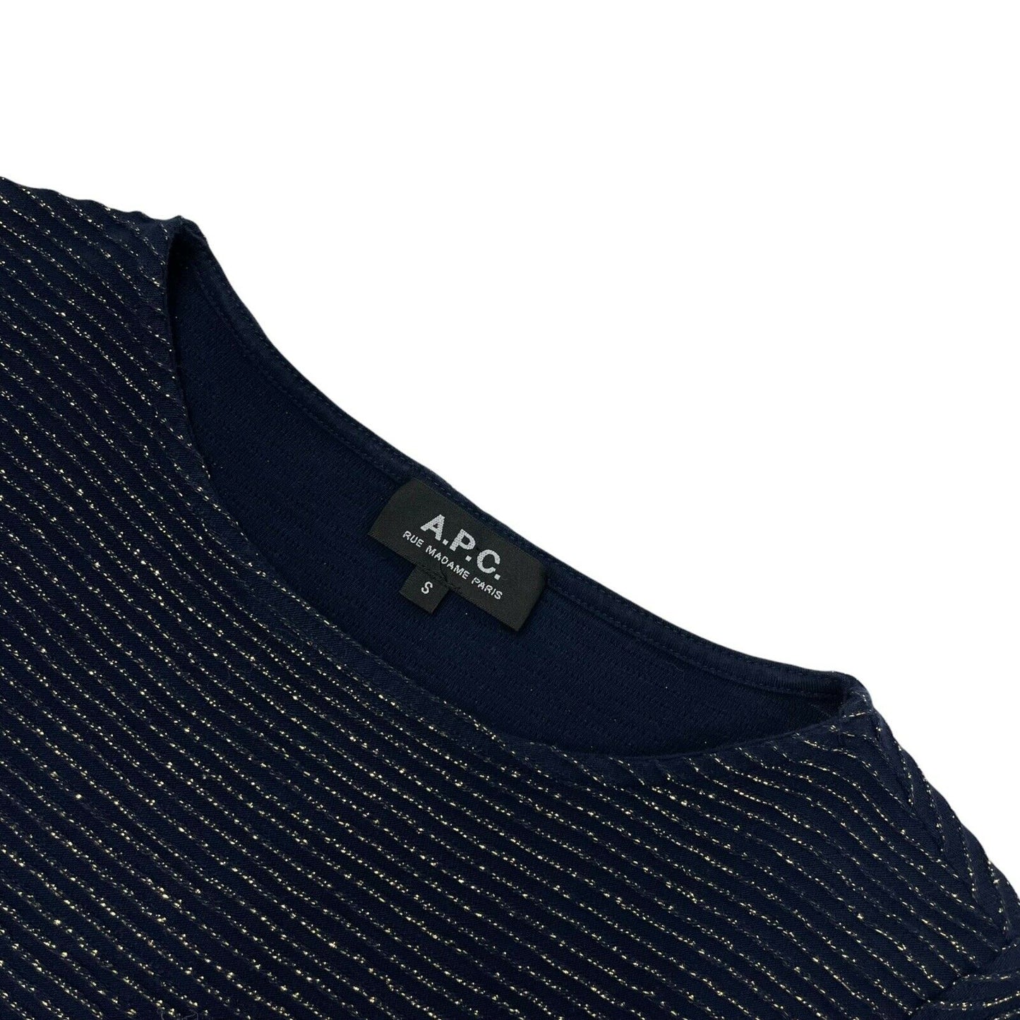 A.P.C Stripe Top Navy And Gold Womens Small