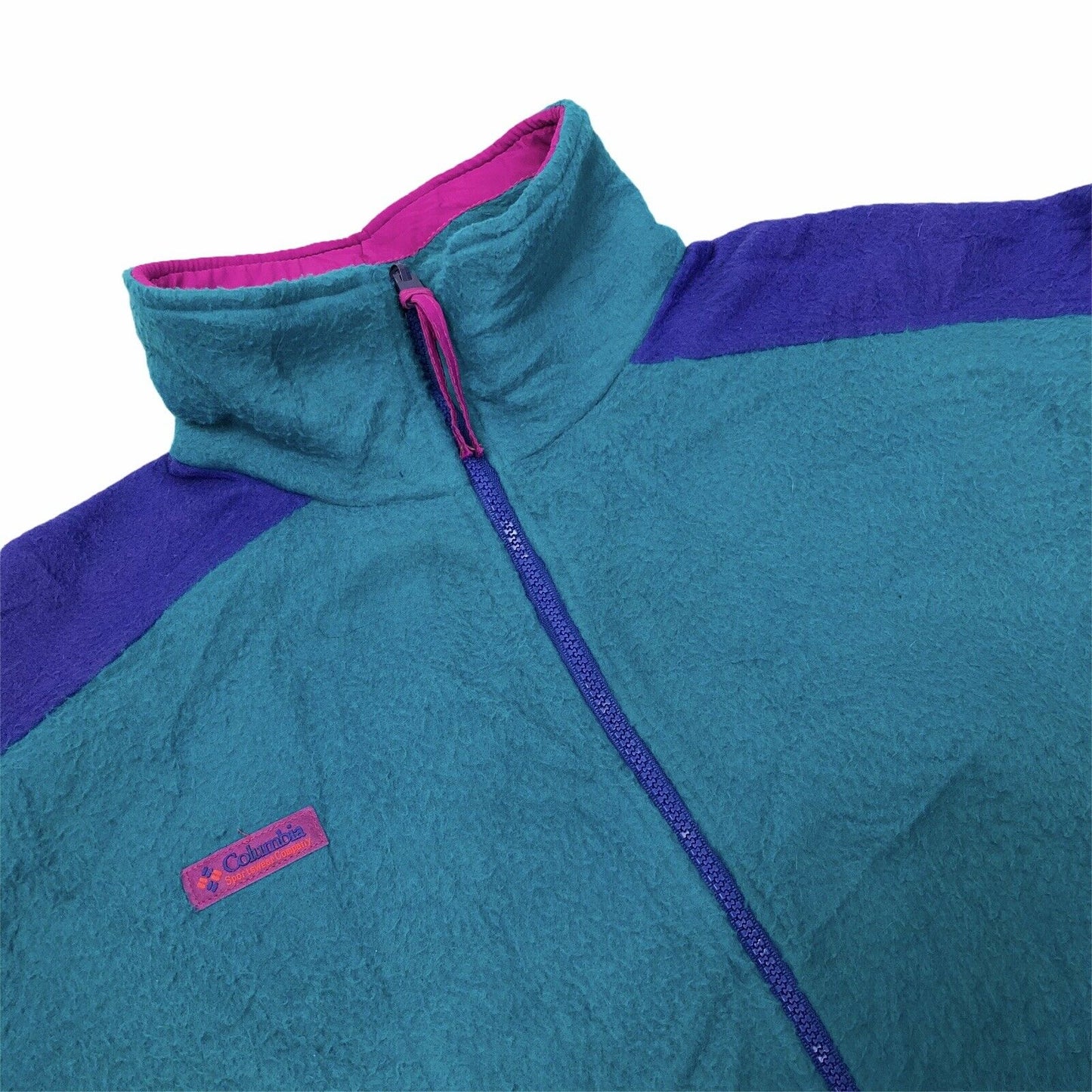 Vintage 80’s Columbia Sportswear Green And Pink Fleece With Pockets Unisex