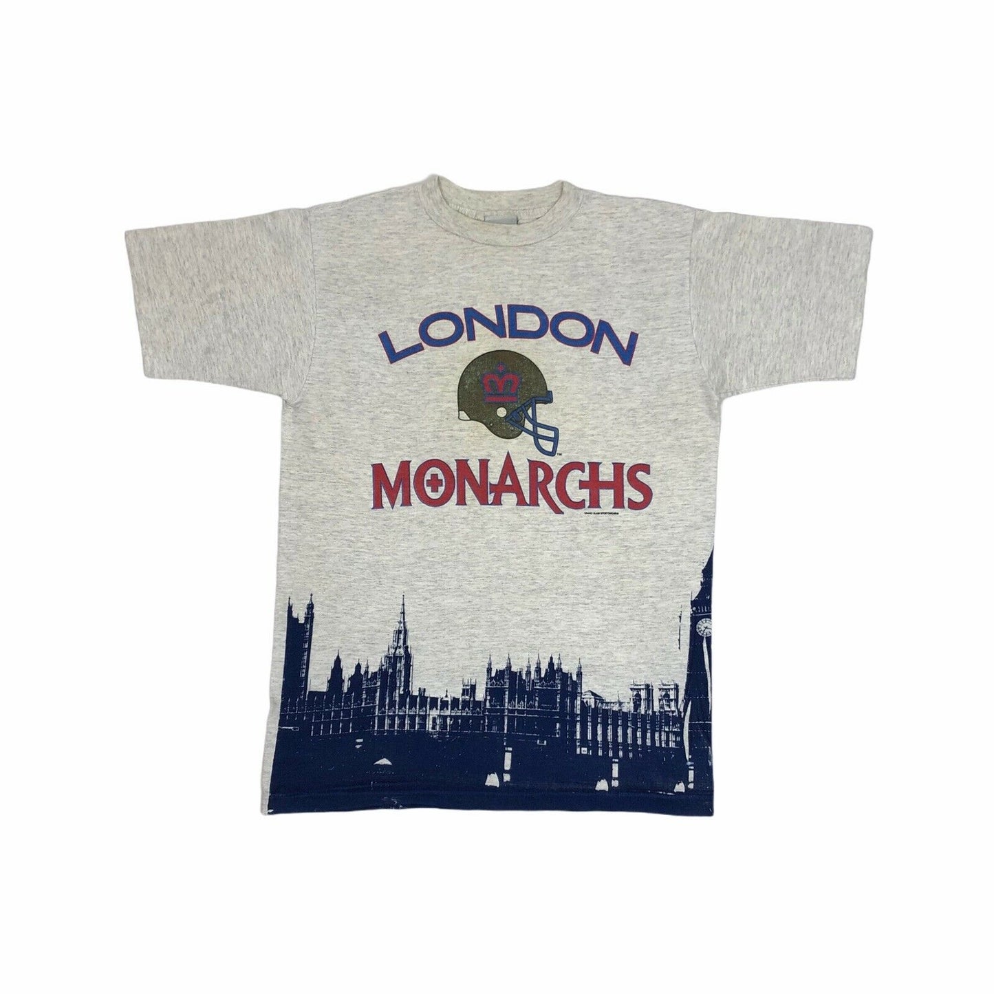 Rare Vintage London Monarchs T-Shirt American Football NFL Mens Large Grey