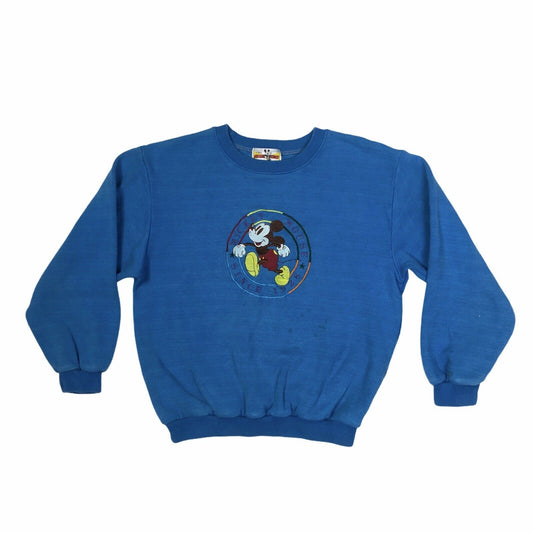 Vintage Disney Mickey Mouse Jumper Womens XS Blue Embroidered Japanese