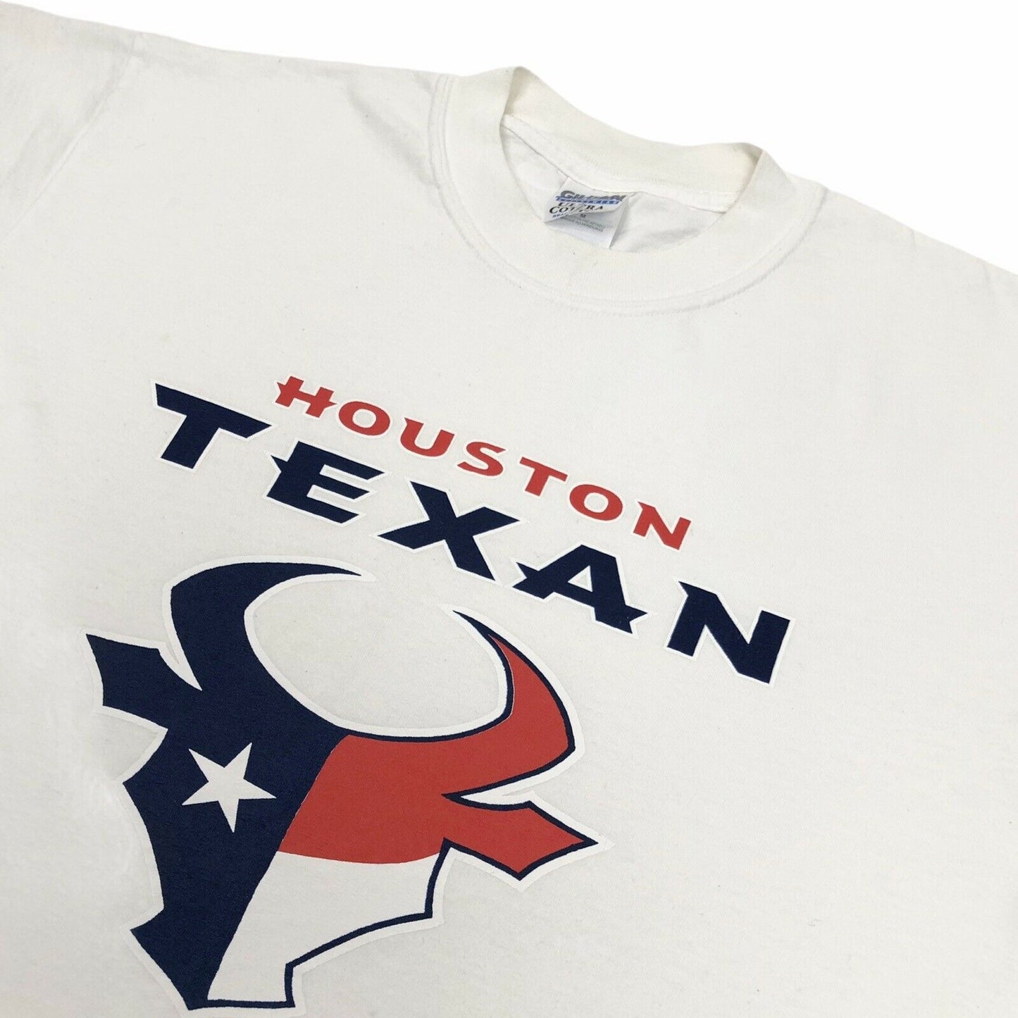 00’s Houston Texan Mens Medium White T-Shirt Graphic Print