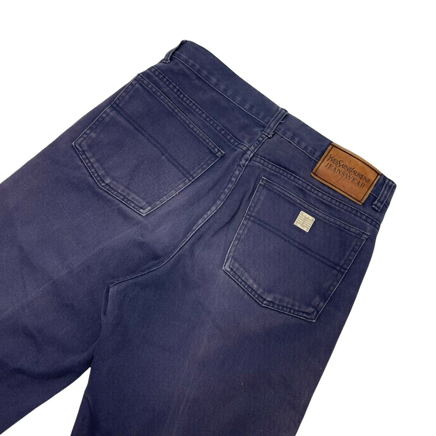 Vintage Yves Saint Laurent Denim Jeans Faded Navy Purple Mens 32w 32l