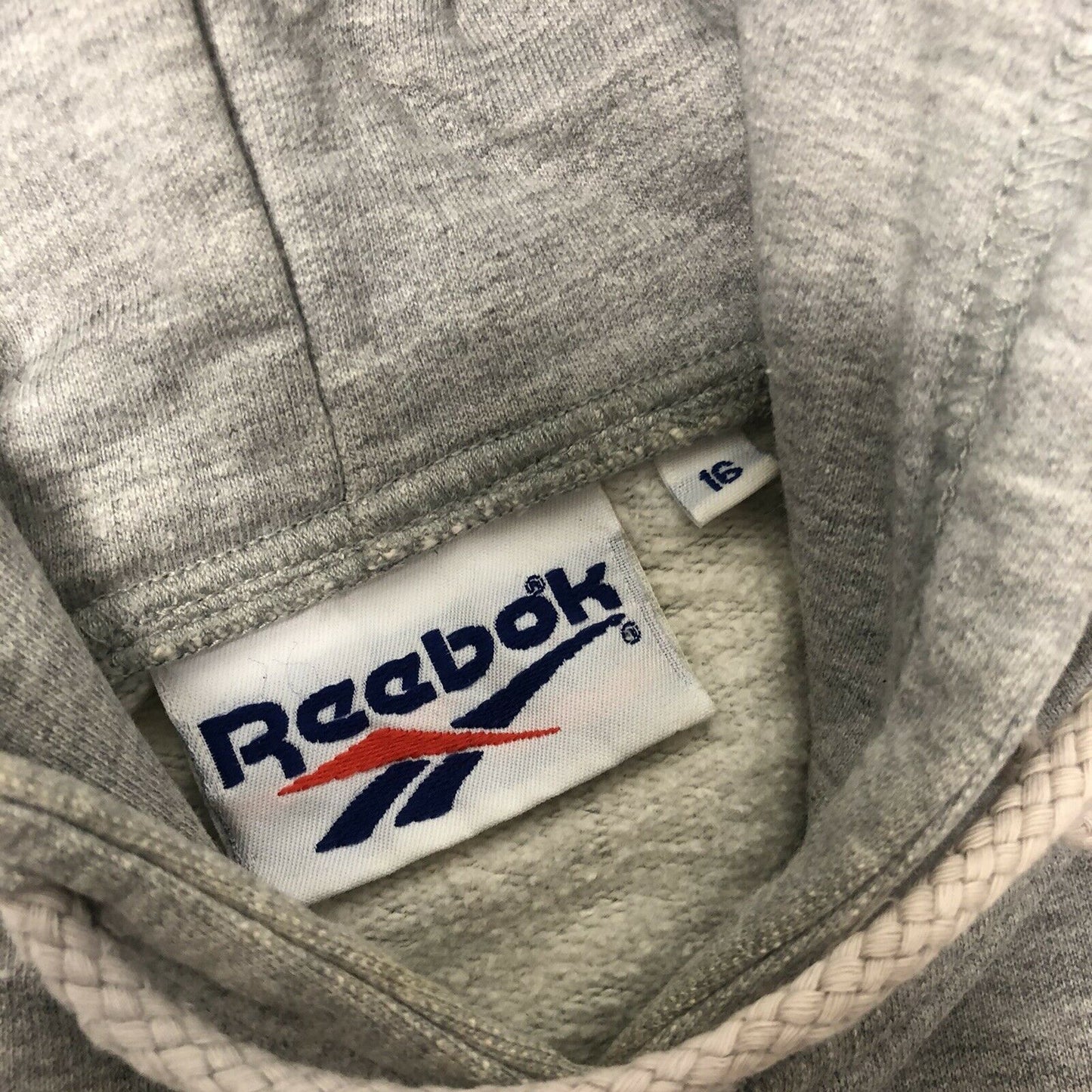 Vintage Reebok Workout Grey Hoodie Embroidered UK16 Womens