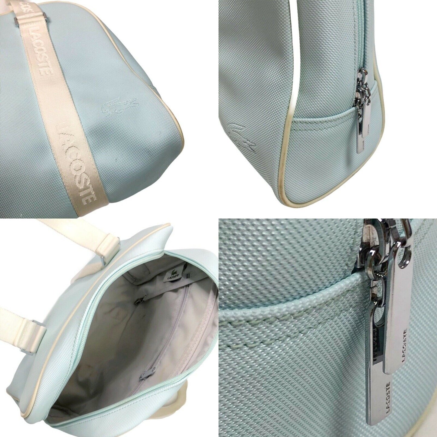 Lacoste Holdall Bag Blue And Silver Spellout Strap Unisex