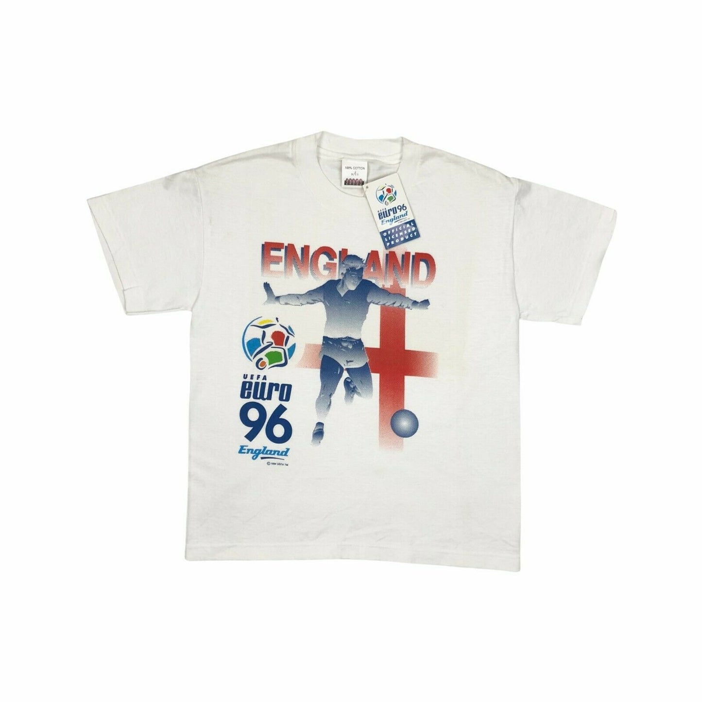 90's Vintage Women's England Euros Football T-Shirt 1996 Elms WITH TAGS