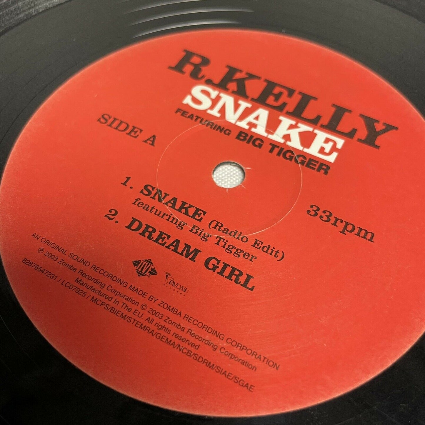 2003 R Kelly Snake Vinyl Single Featuring Dream Girl Bonus Track