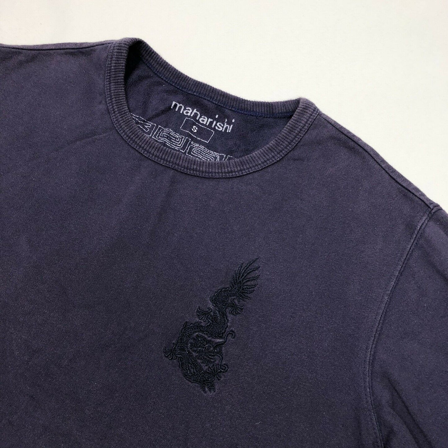 Vintage Maharishi Crew Neck Jumper Mens Small Purple Embroidered Dragon