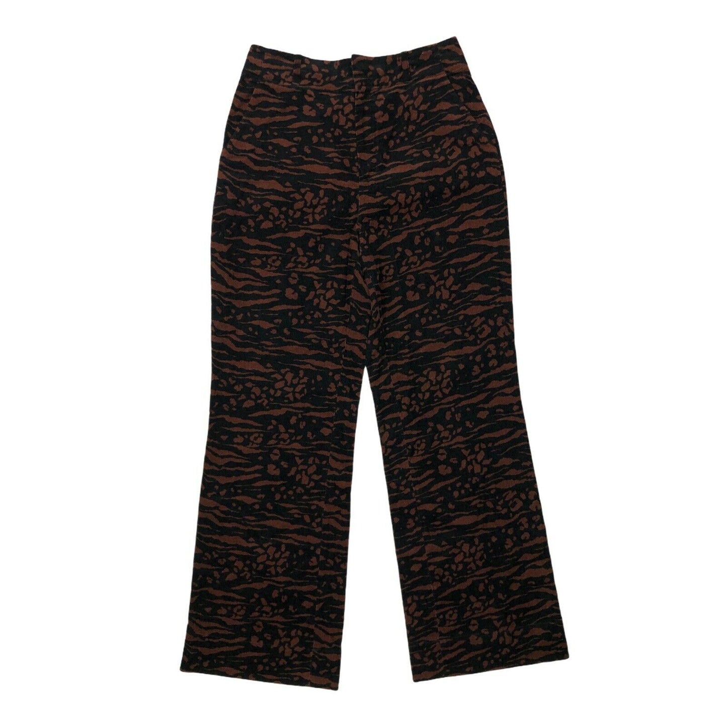 & Other Stories Wide Leg Trousers Tiger Print Brown And Black 28w 30l