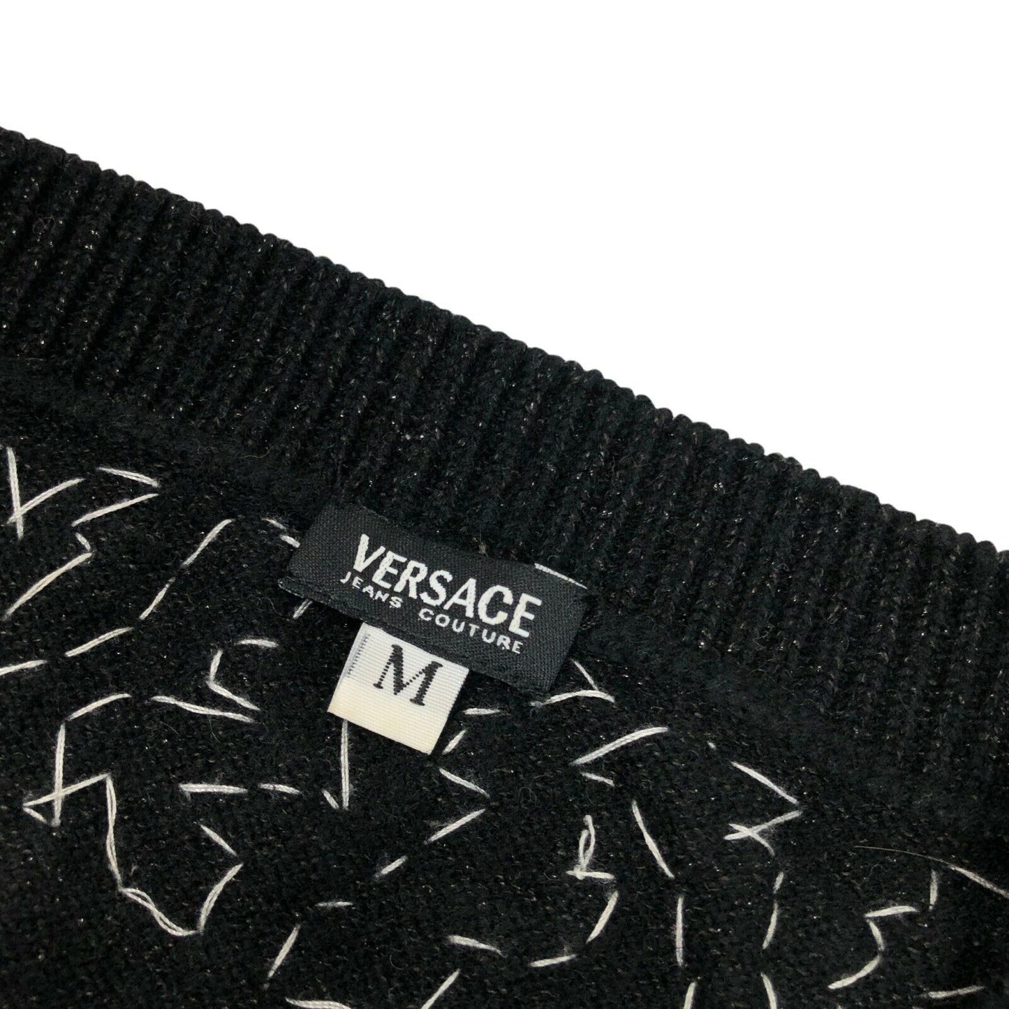 Vintage Versace Jeans Couture Black Cardigan Womens Small Wool