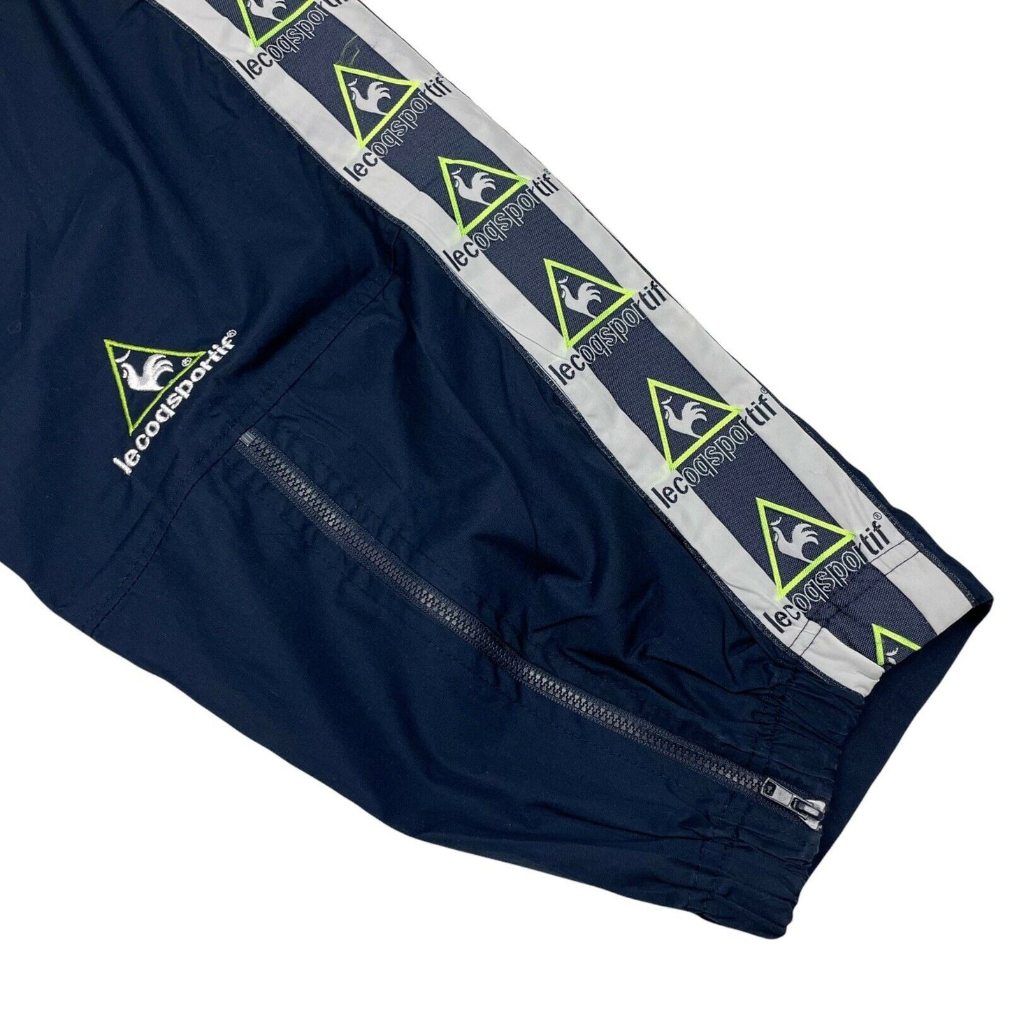 Vintage Le Coq Sportif Tape Joggers Navy Blue Straight Leg Large Sportswear