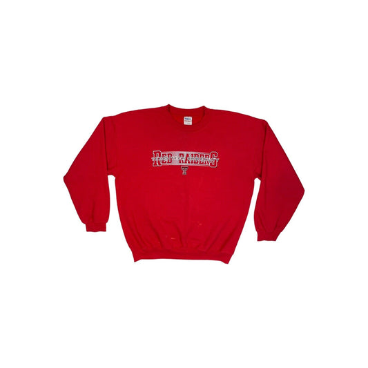 Vintage Texas Red Raiders Football Crew Neck Jumper Gildan Mens Large Red NCAA