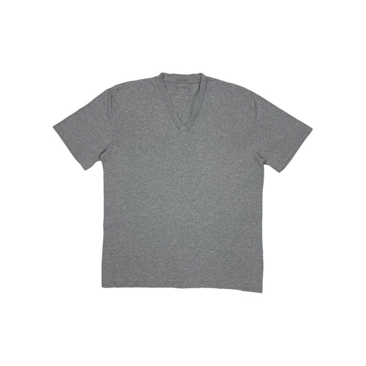 Prada V-Neck T-Shirt Grey Essential Cotton Tee Mens Medium