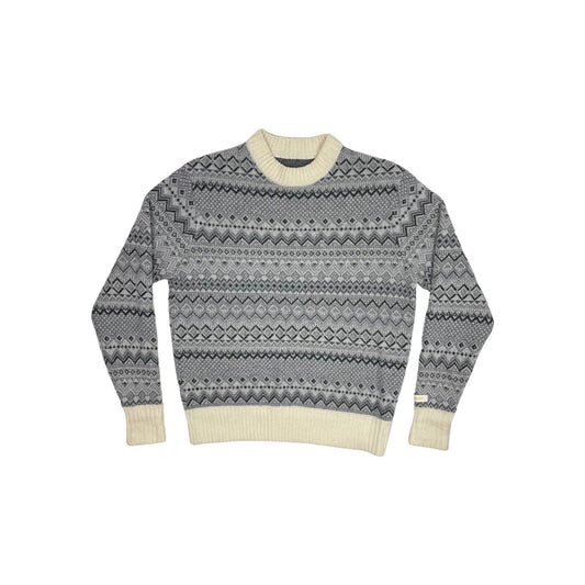 Aime Leon Dore Fair Isle Knit Wool Jumper Mens Small Grey, Black And Cream FW20