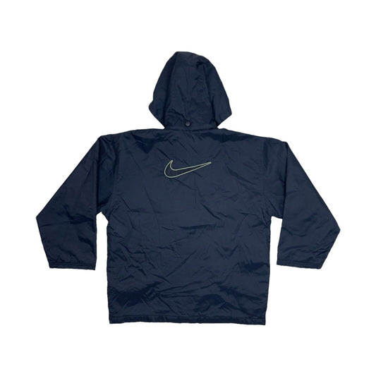 Vintage Nike Hooded Jacket Navy Blue Womens Medium Embroidered Swoosh