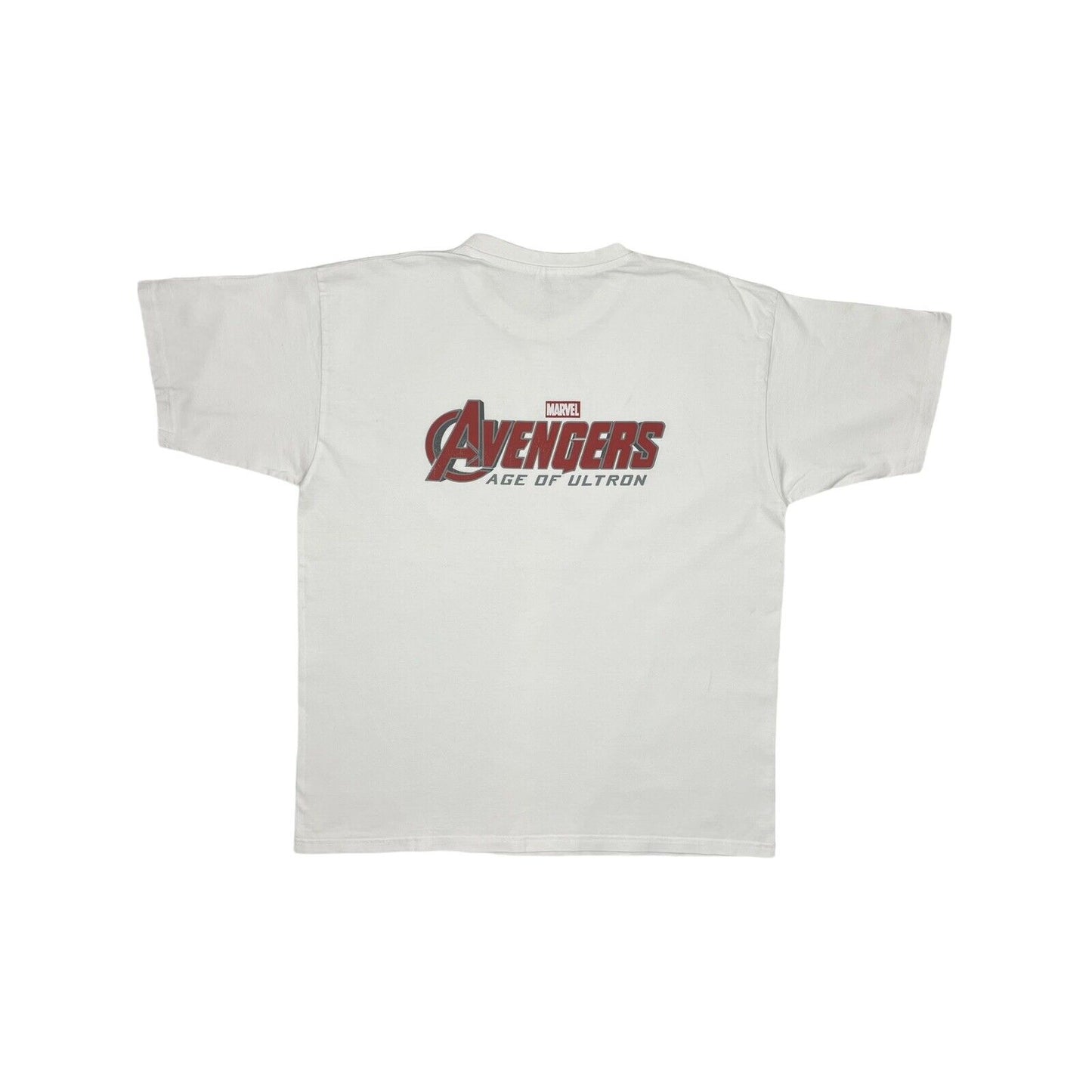 2015 Avengers Age Of Ultron Crew T-Shirt Mens Large White Marvel Production Team