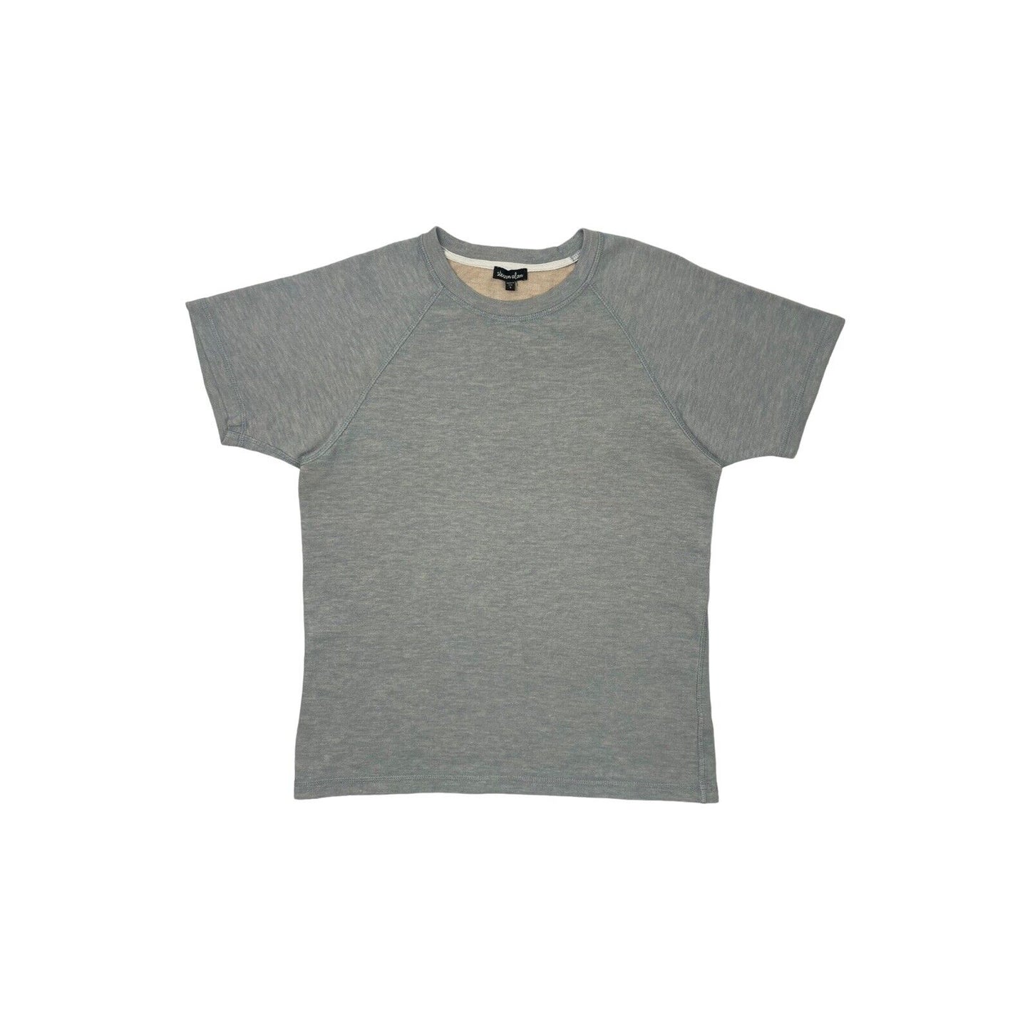 Steven Alan Basic T-Shirt Mens Small Made In USA Grey And Blue Exposed Stitch