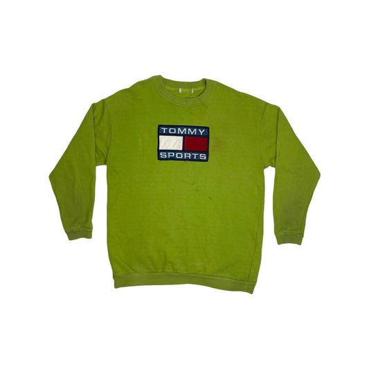 Vintage Tommy Sports Flag Jumper Men’s Small Lime Green