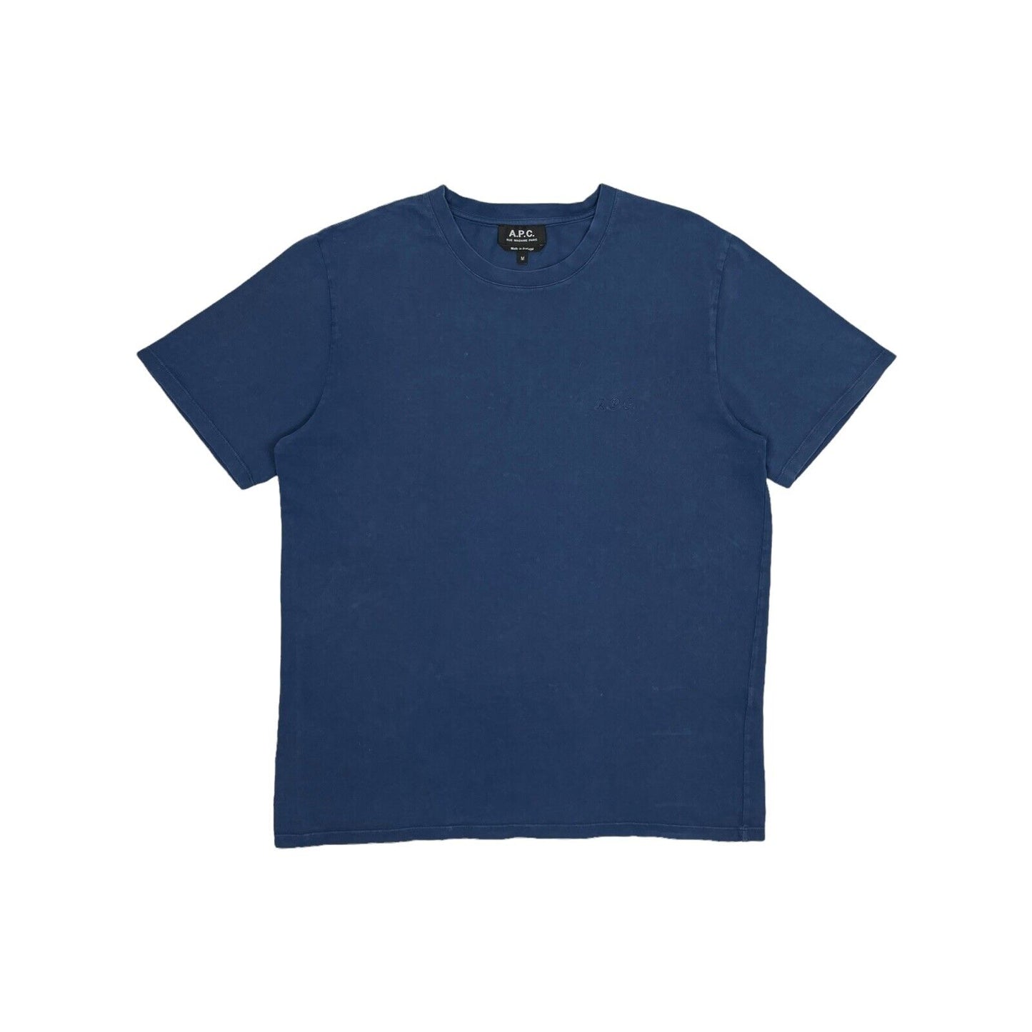 A.P.C Navy Blue T-Shirt Mens Medium Embroidered Minimal Logo