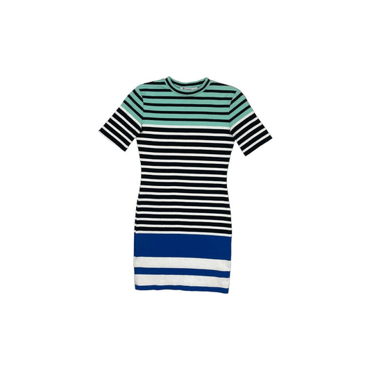 Alexander Wang Striped Midi Dress Short Sleeve Womens XS Blue, White And Black