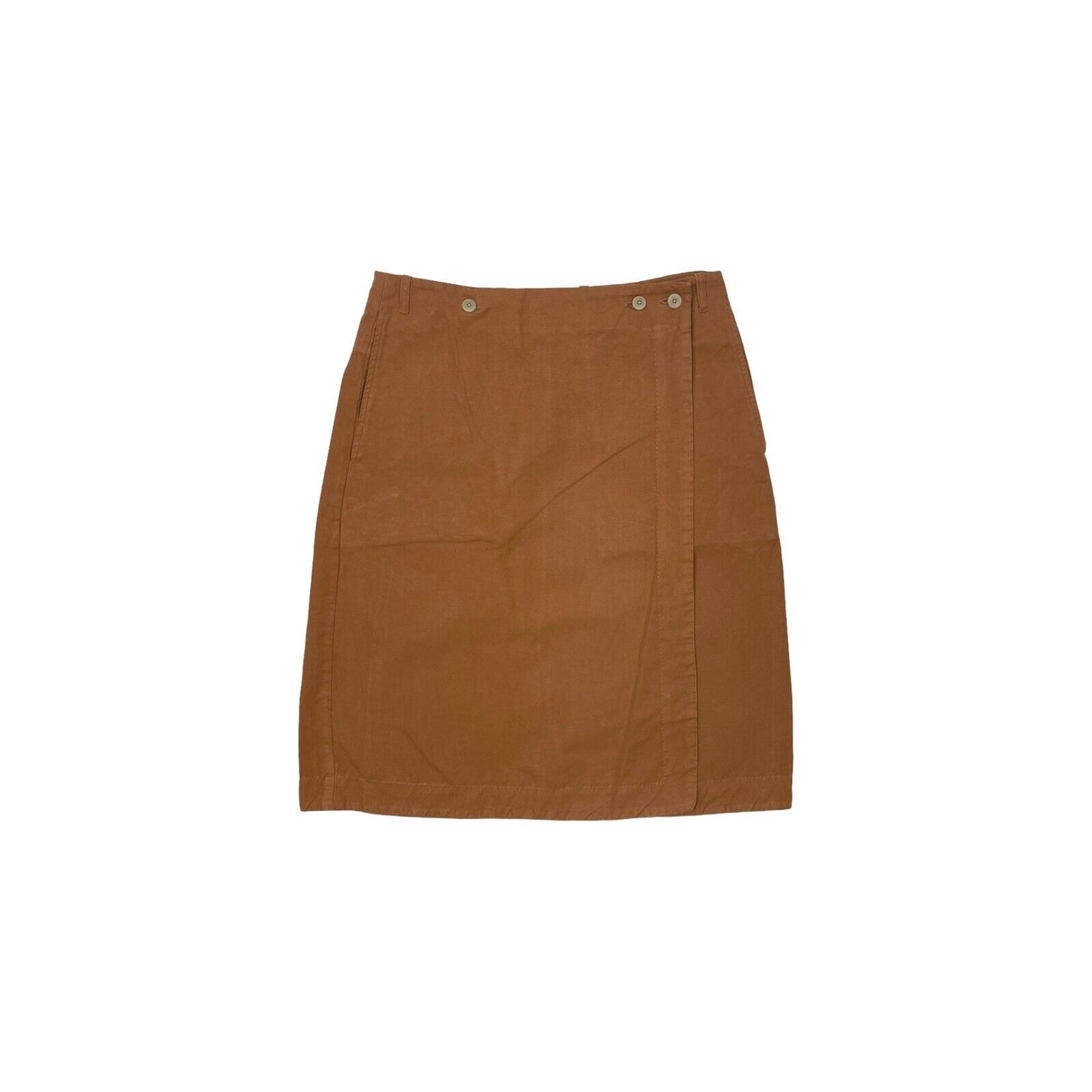 Folk Womens Skirt Brown Tan 30w Cotton And Linen Blend