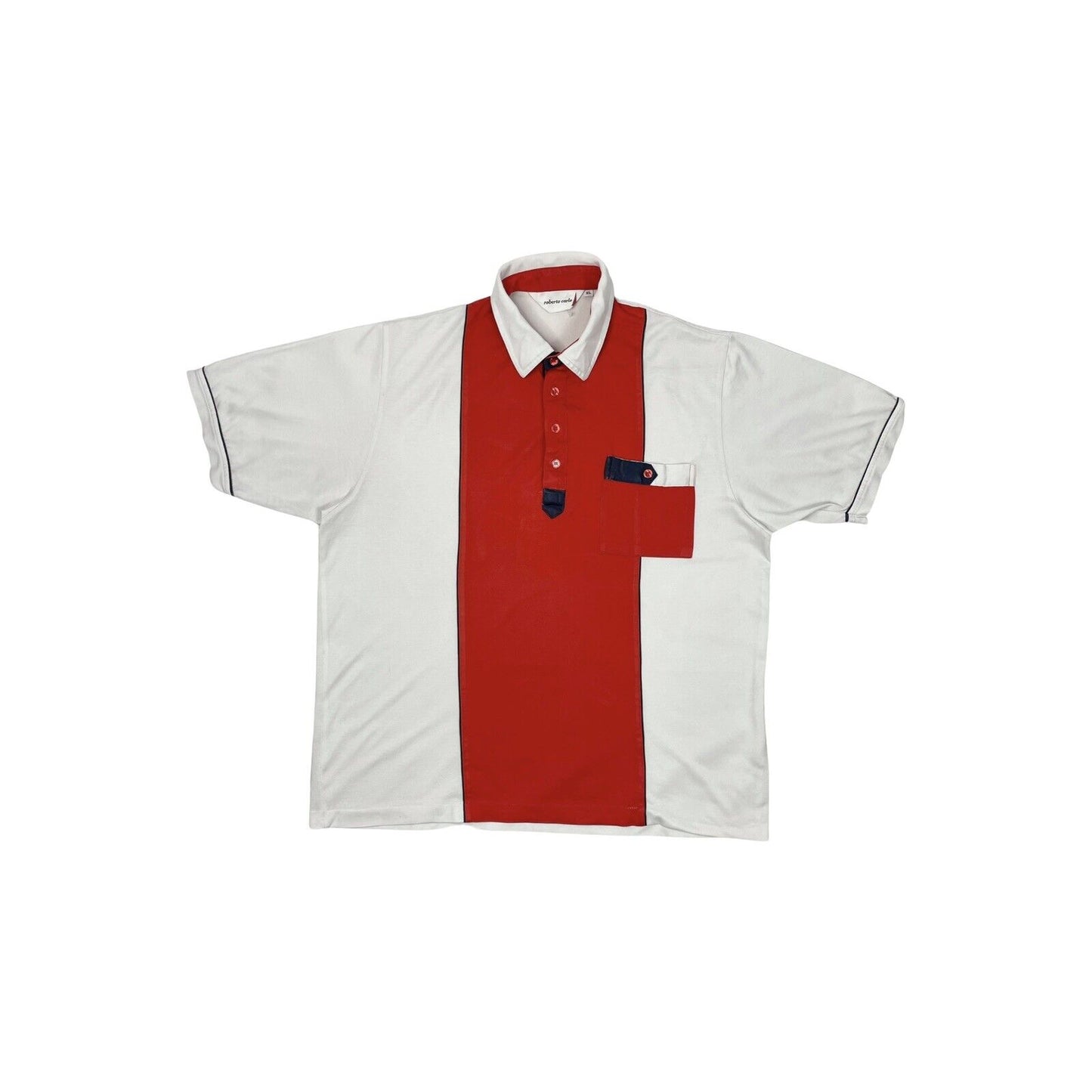 Vintage Roberto Carlo Polo Shirt Mens XL White And Red