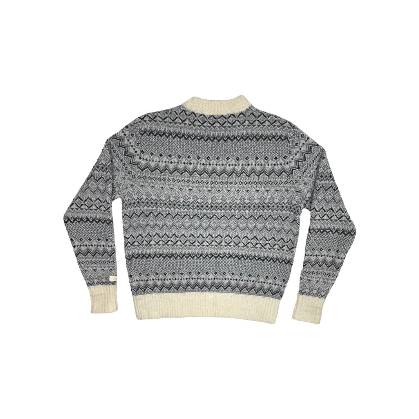 Aime Leon Dore Fair Isle Knit Wool Jumper Mens Small Grey, Black And Cream FW20