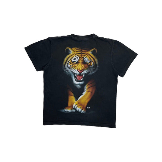 Vintage Tiger T-Shirt By Wild Mens Medium Black Graphic Print Single Stitch