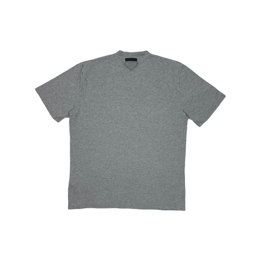 Prada V-Neck T-Shirt Grey Essential Cotton Tee Mens Medium