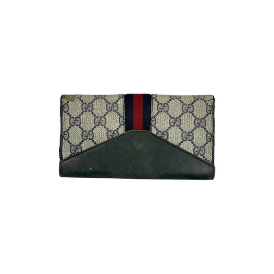 Vintage Gucci Canvas And Leather Wallet Purse Monogram Print