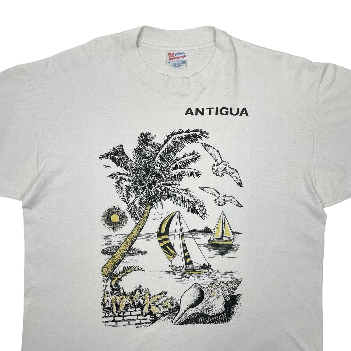 Vintage Antigua Tourist T-Shirt Hanes Men’s XL White Made In USA