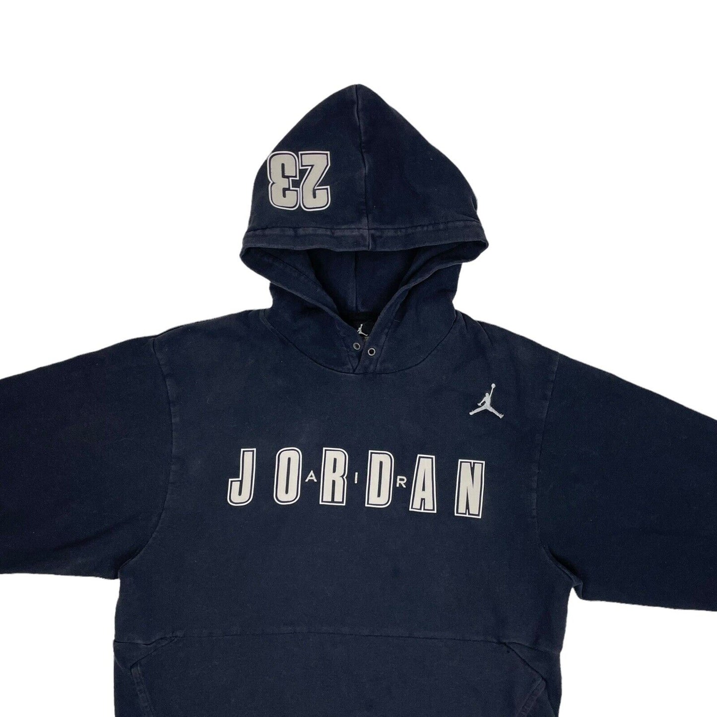 Vintage Air Jordan Jumpman Hoodie Navy Blue Embroidered Mens Small