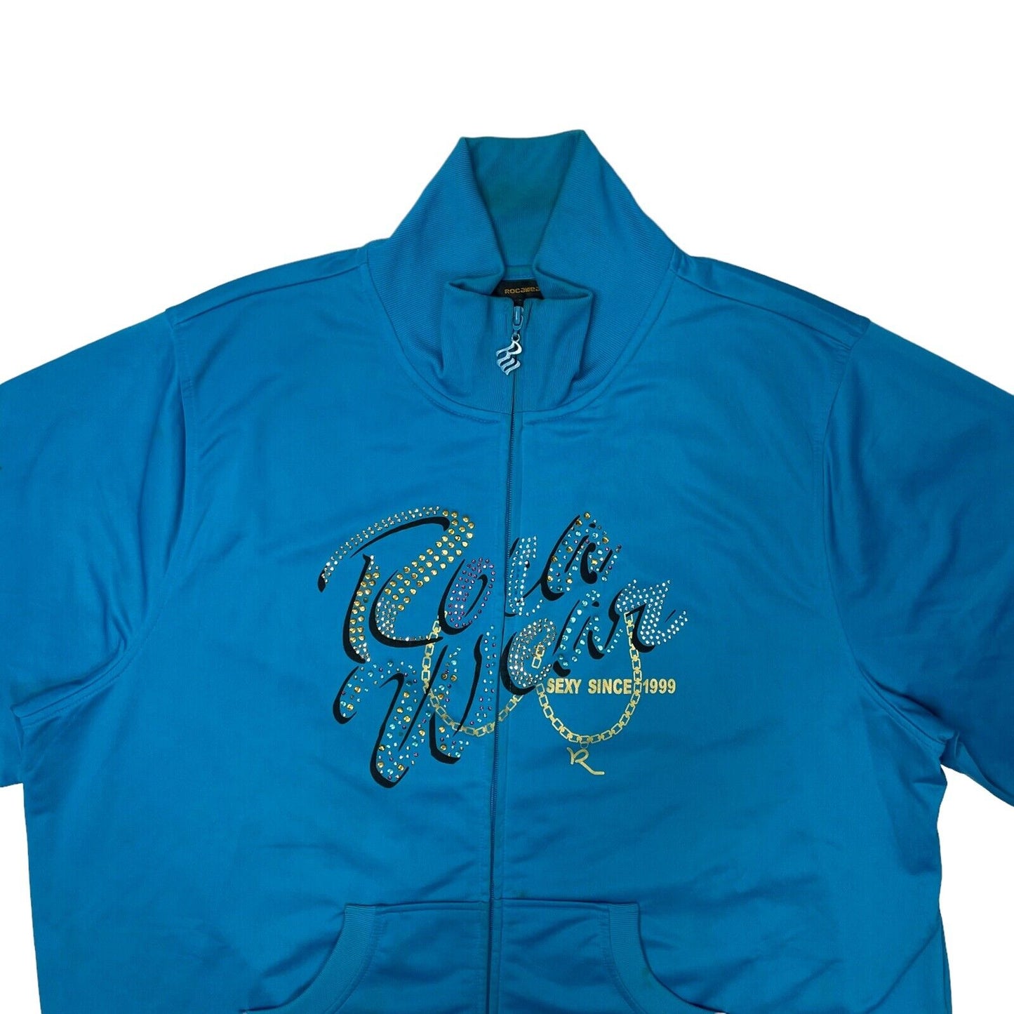 y2k Rocawear Track Jacket Womens XXXL Blue Embellished Branding