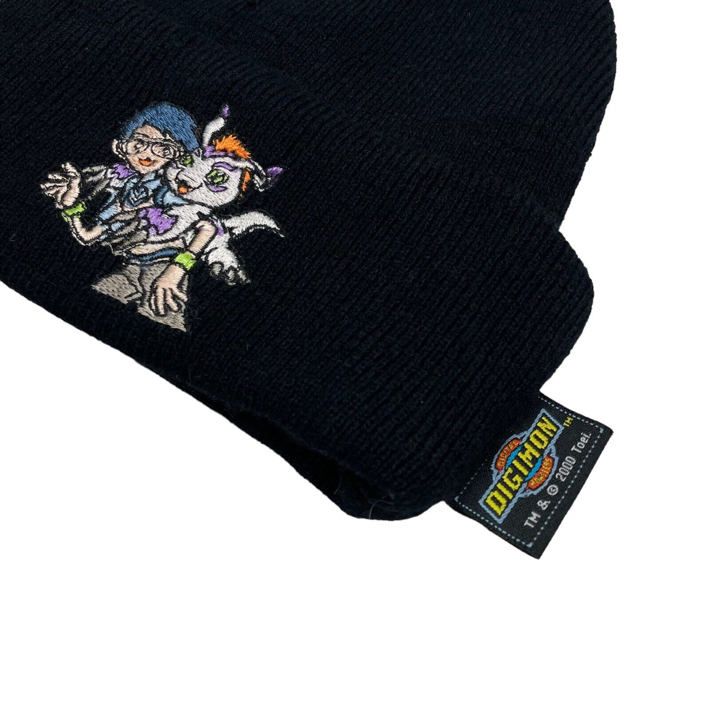 Vintage Digimon Beanie Black OSFA Embroidered Cartoon 2000’s