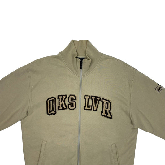 Vintage Quiksilver Sweater Men's Large Brown Tan Full Zip Jumper 00's Surf Wear