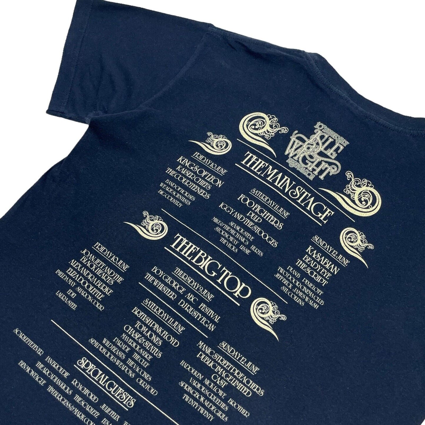 2011 Isle Of Wight Festival T-Shirt Mens Small Navy Blue Foo Fighters, Kasabian