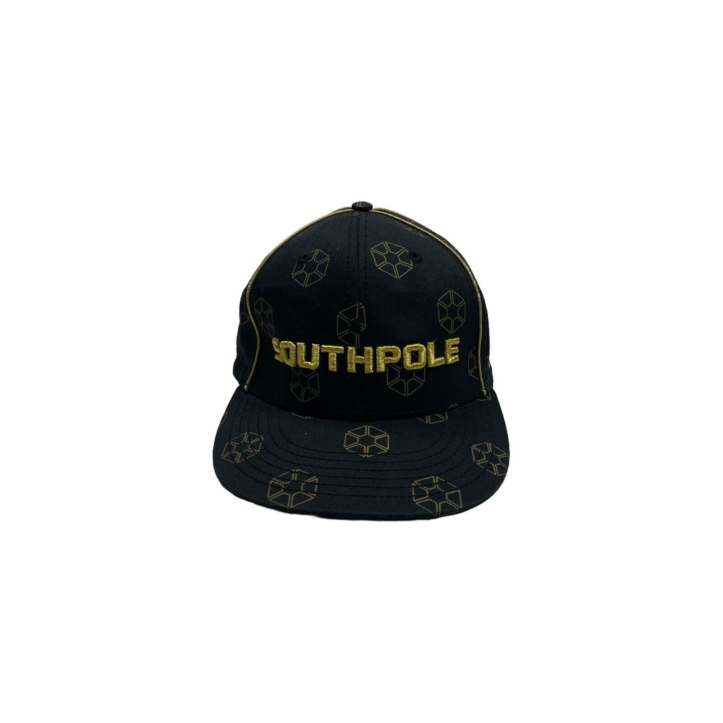 Vintage Southpole Fitted Cap Size 7 5/8 Black And Gold