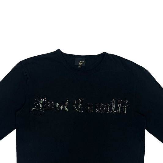 Vintage Roberto Cavalli Logo T-Shirt Men's Large Black Long Sleeve Just Cavalli