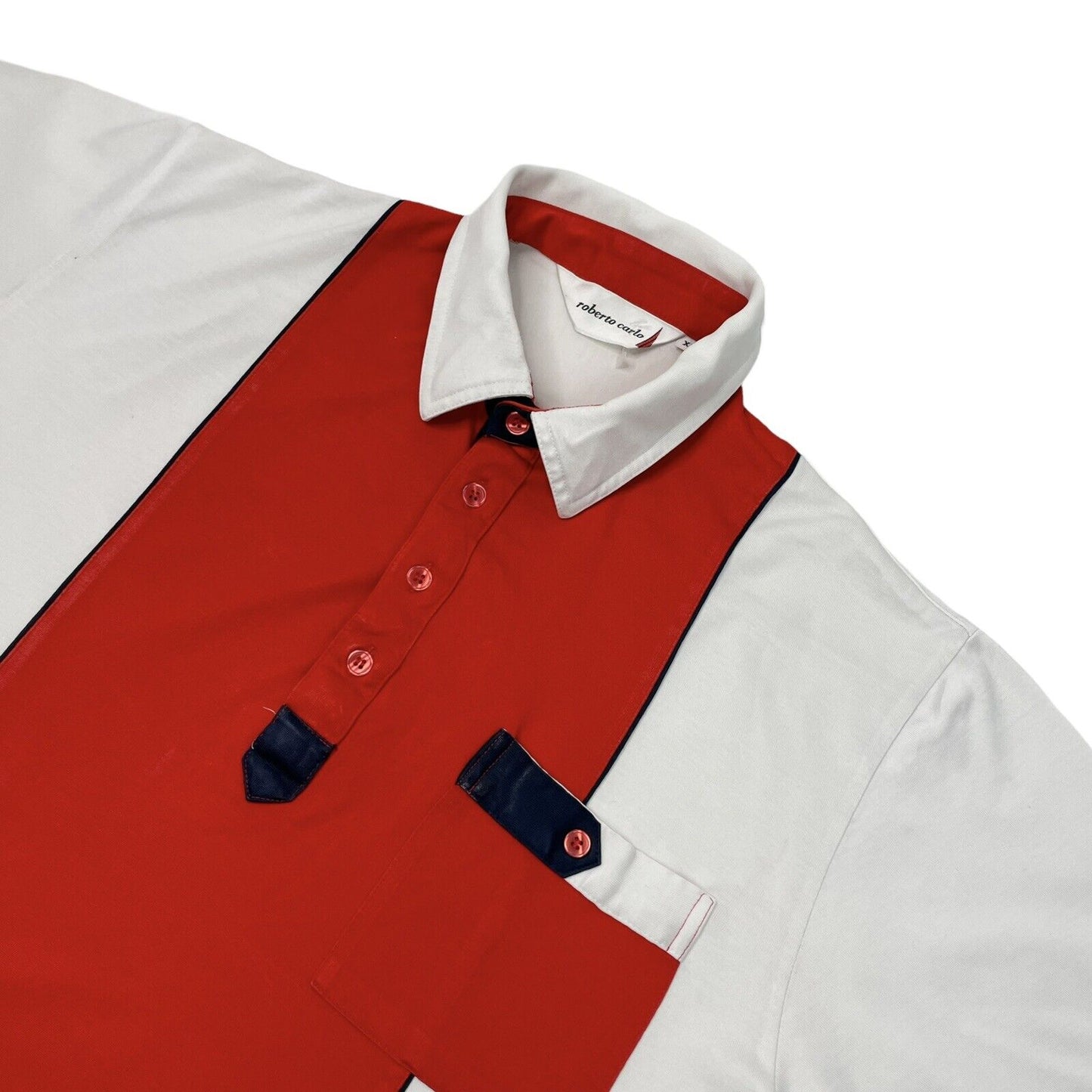 Vintage Roberto Carlo Polo Shirt Mens XL White And Red