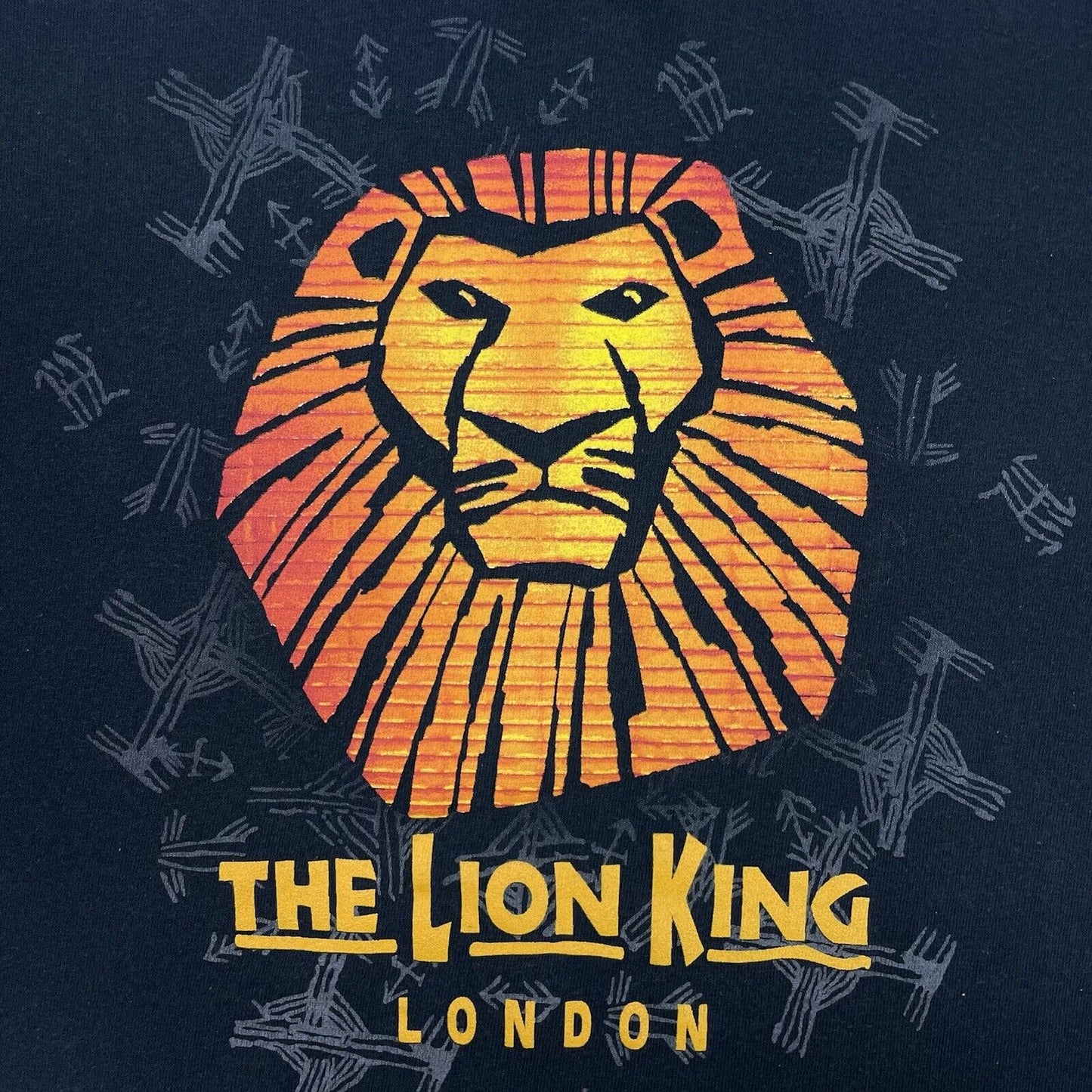 00’s The Lion King London Theatre T-Shirt Black Mens XS Graphic Print