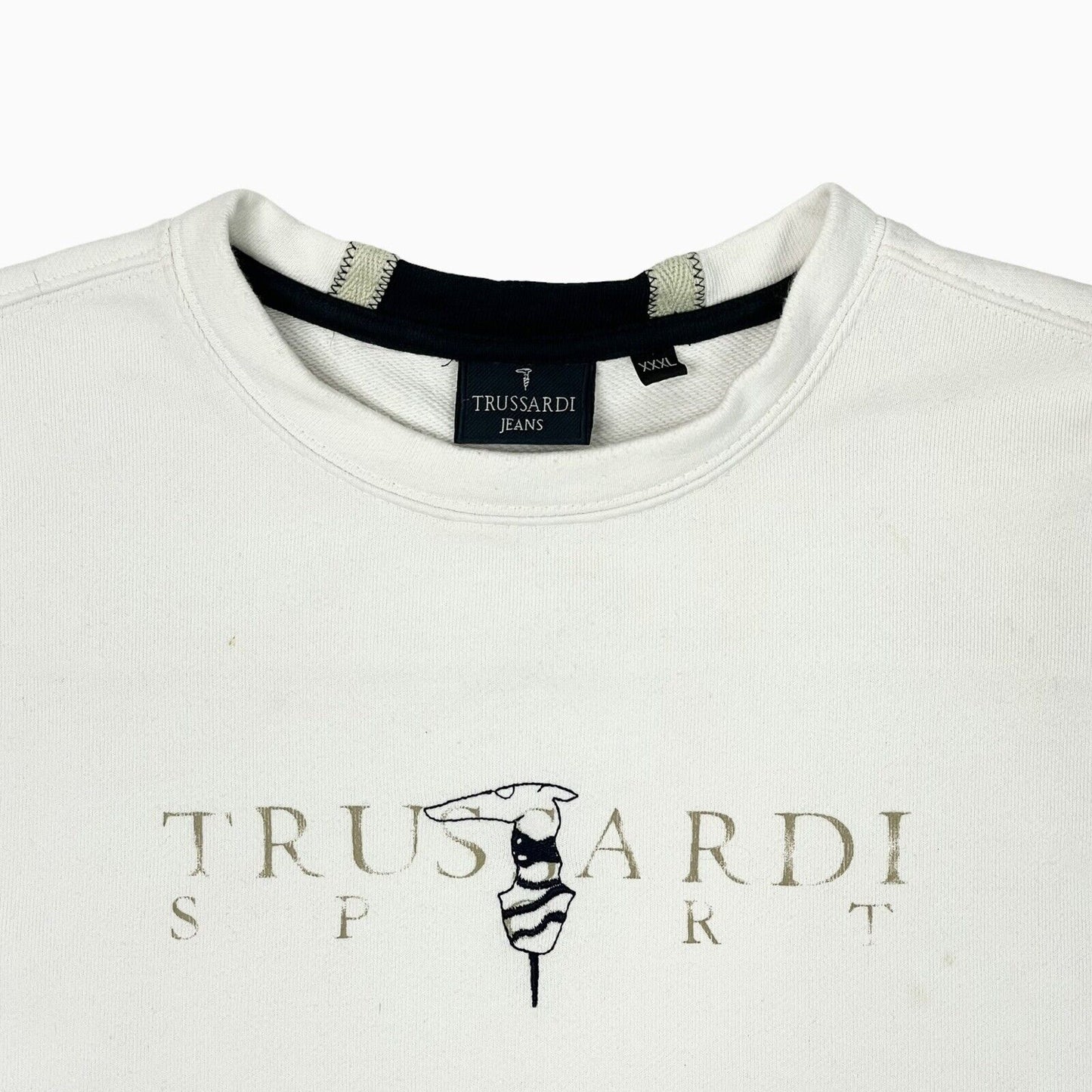 Vintage Trussardi Sport Crew Neck Jumper Mens Modern Large White Made In Italy