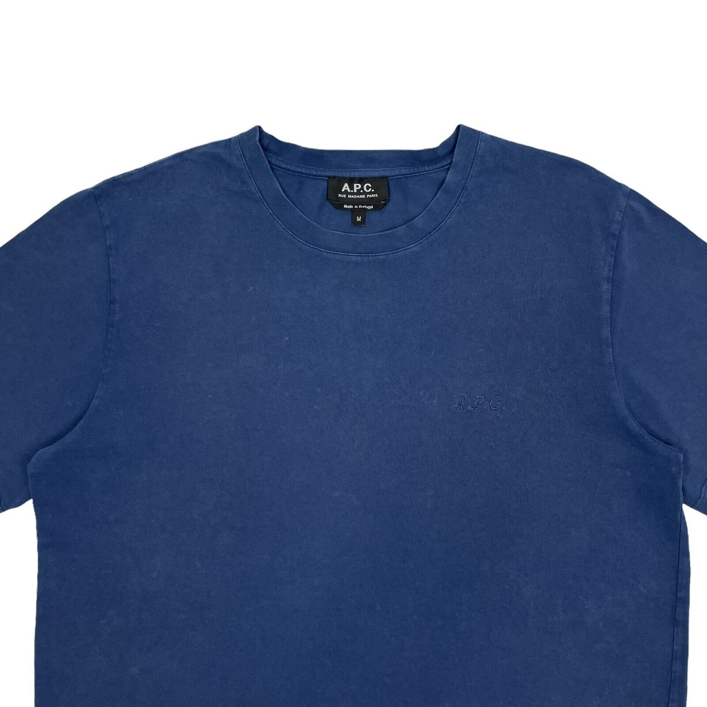 A.P.C Navy Blue T-Shirt Mens Medium Embroidered Minimal Logo