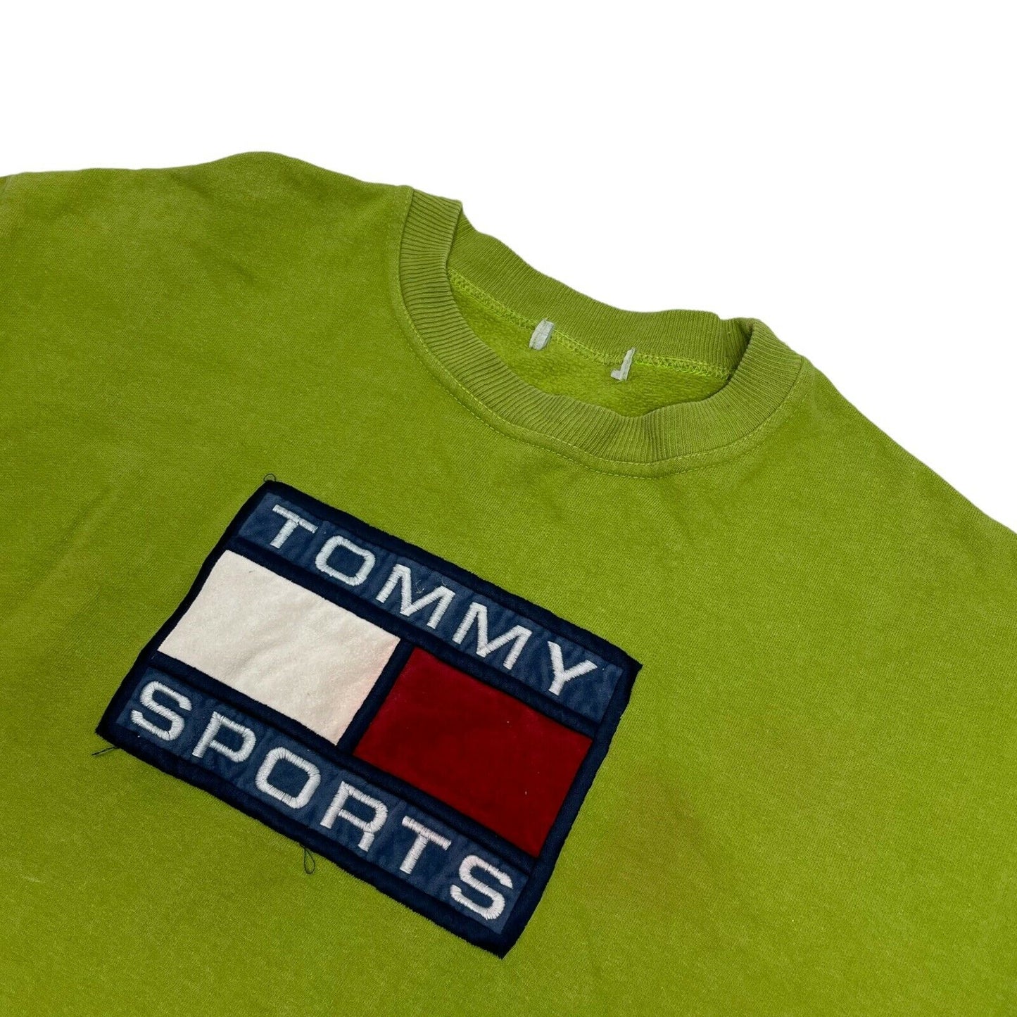 Vintage Tommy Sports Flag Jumper Men’s Small Lime Green