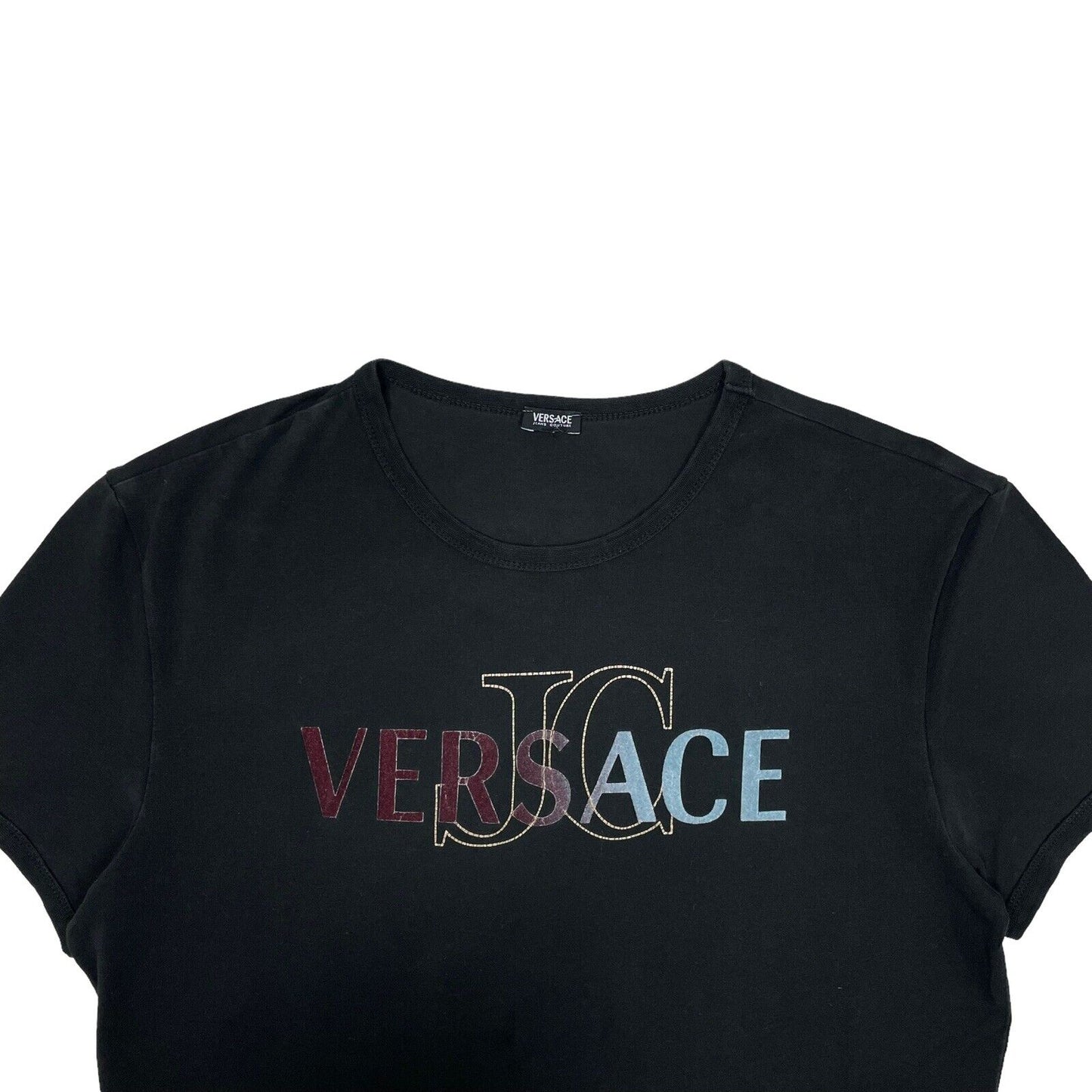 Vintage Versace Jeans Couture T-Shirt Mens Large Black Spellout Logo