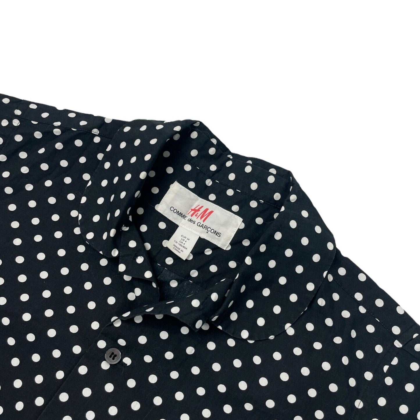 Comme Des Garçons Polkadot Shirt For H&M Womens UK8 Black And White