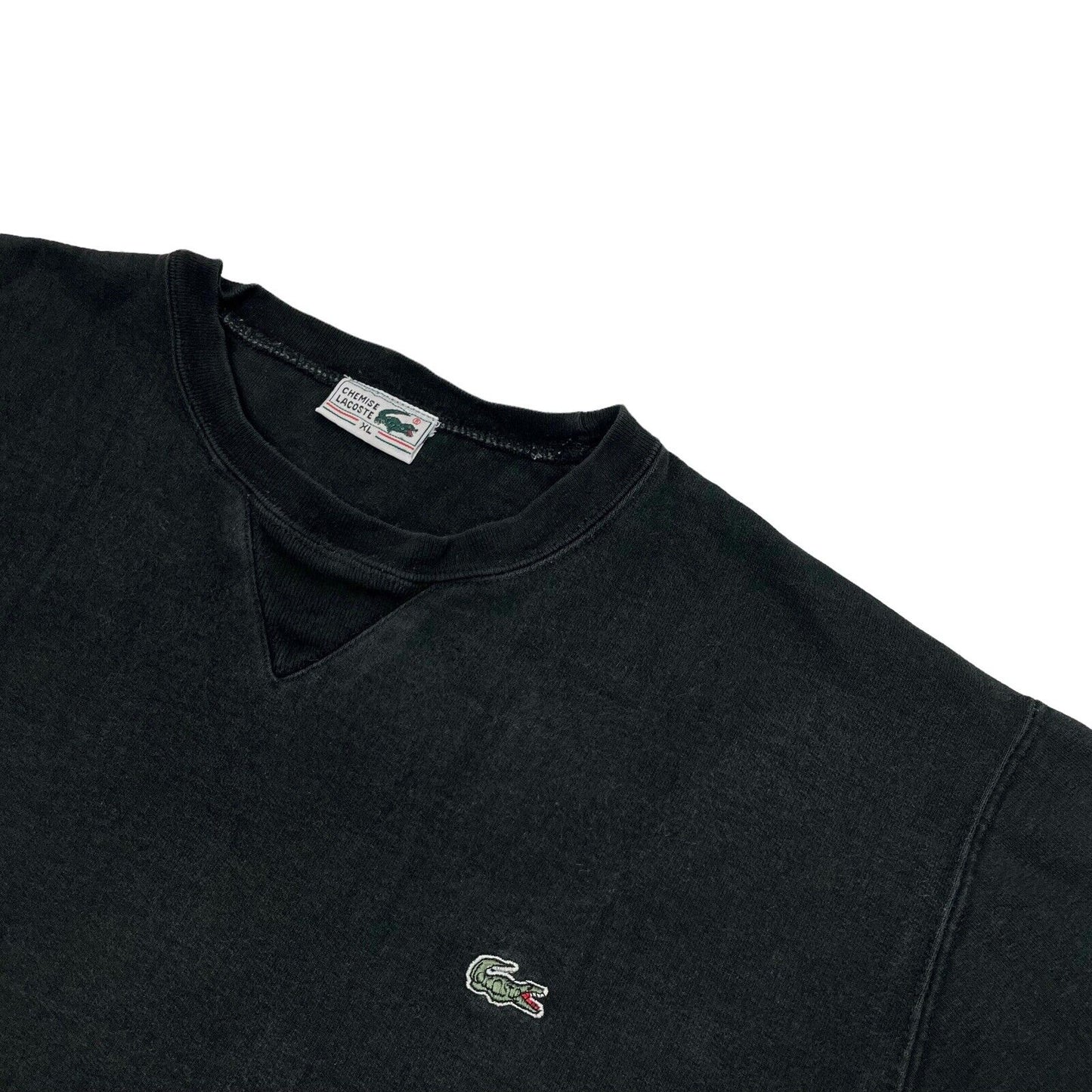 Vintage Lacoste Chemise Crew Neck Jumper Men's XL Black 70’s