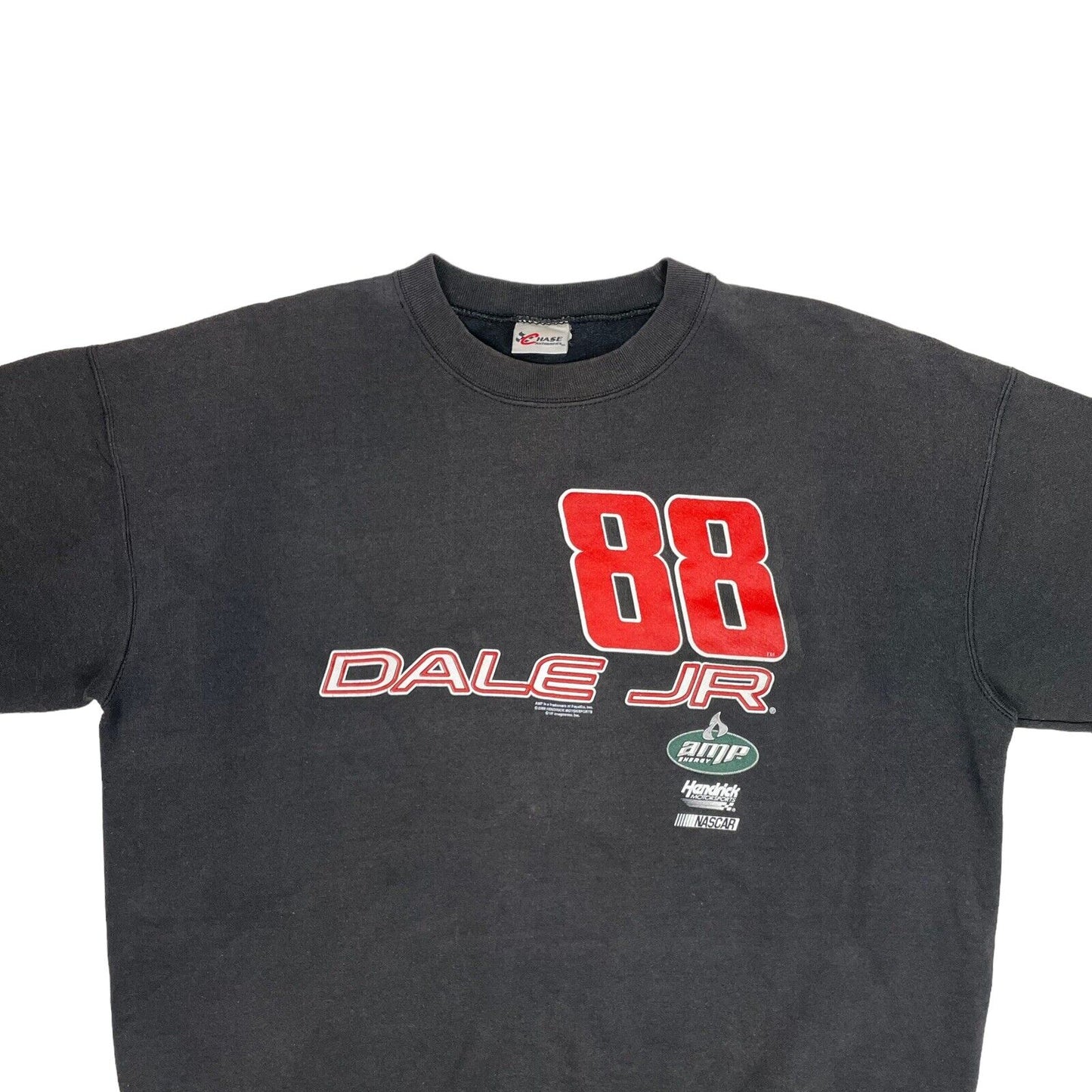 2008 Dale Jr Chase Crew Neck Jumper Mens XL Faded Black Graphic Print Nascar