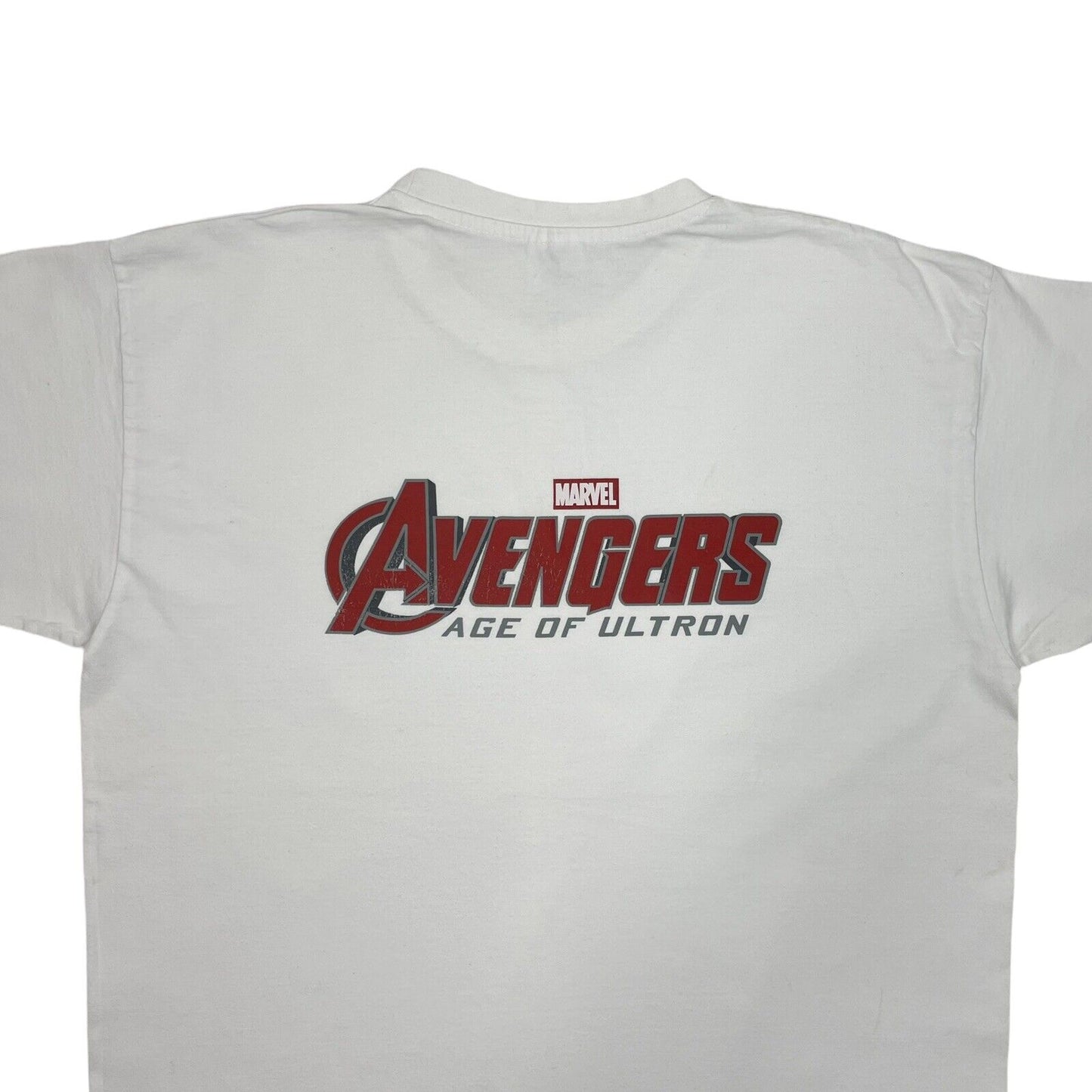 2015 Avengers Age Of Ultron Crew T-Shirt Mens Large White Marvel Production Team